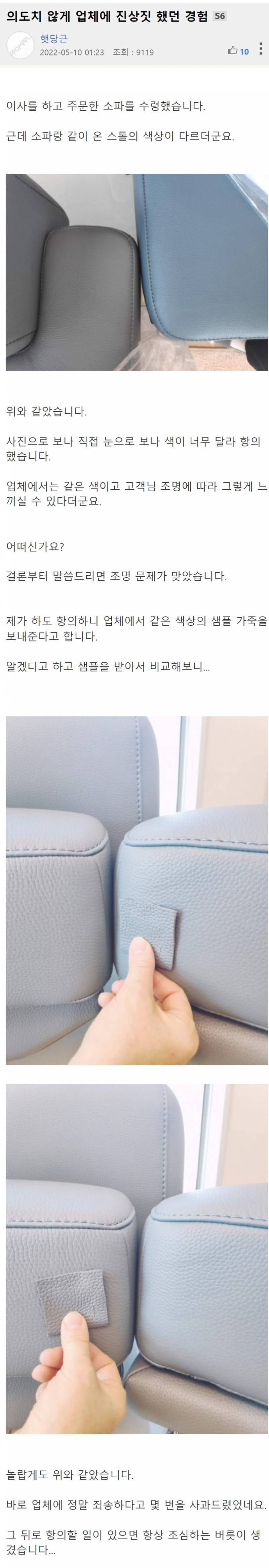 이해하기 힘든 소파 색상 때문에 진상짓 한 사람 | 인스티즈