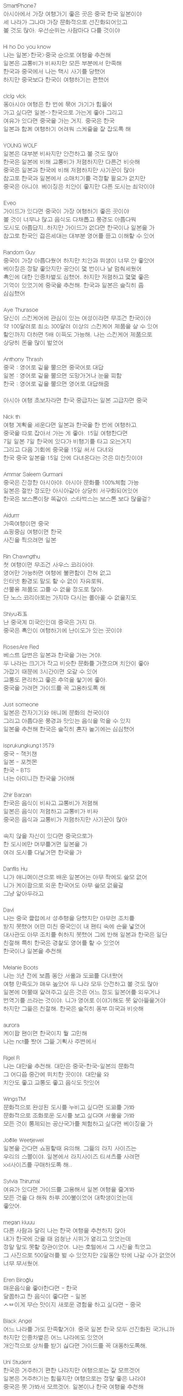 미국인들이 말하는 한중일 여행 난이도 | 인스티즈