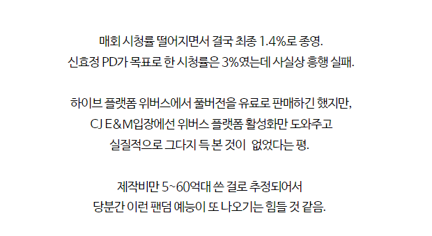 결국 최저시청률로 어제 막 내린 나영석 예능 | 인스티즈