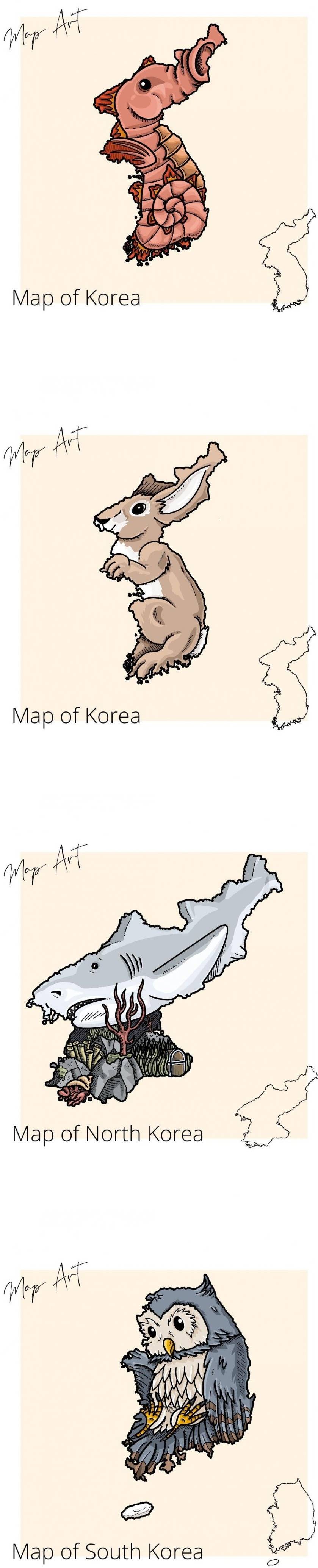 외국에서 보는 한국 국토 모양 | 인스티즈