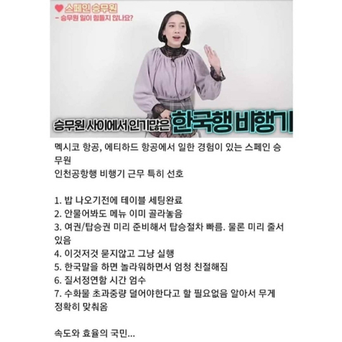 스페인 승무원이 본 한국승객 특징 | 인스티즈