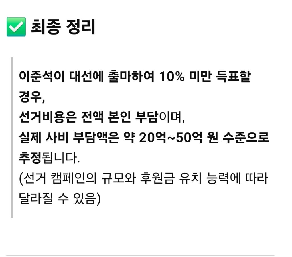 이준석 대선비용 사비부담 추정(chatGPT) | 인스티즈