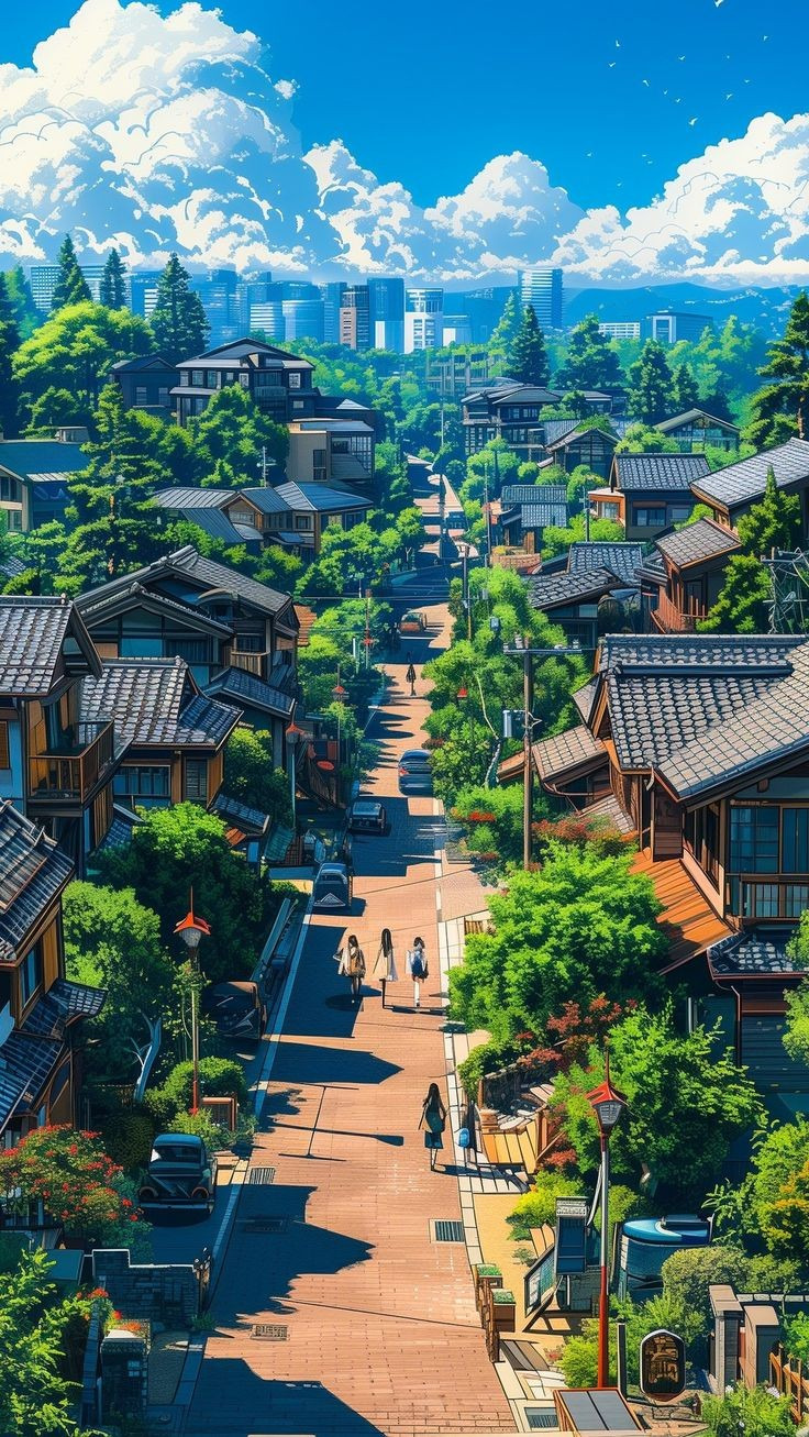  구름 가득 일본 애니 느낌 폰 배경 화면.1 | 인스티즈