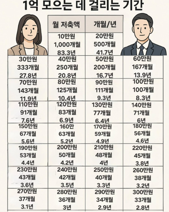1억 모으는데 걸리는 기간 | 인스티즈