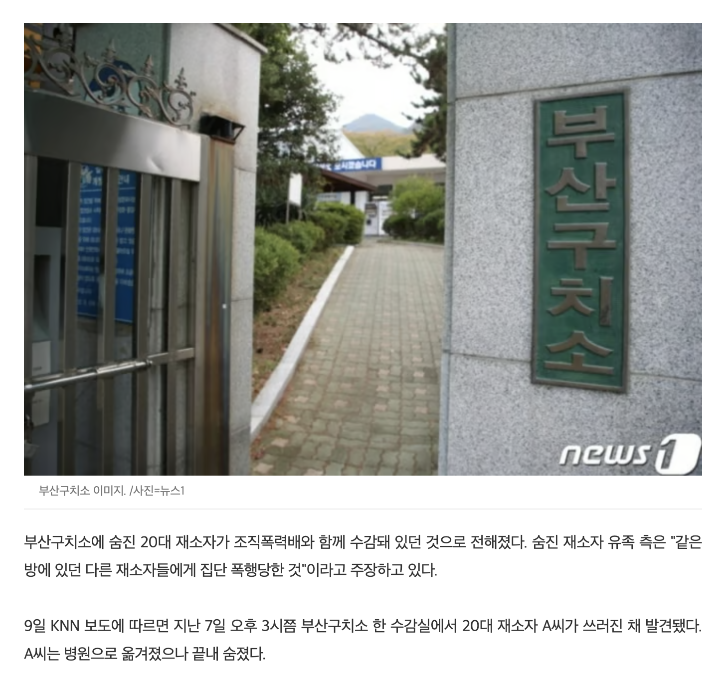 "구치소 사망 20대, 온몸에 구타 흔적…같은 방엔 조폭 있었다" | 인스티즈