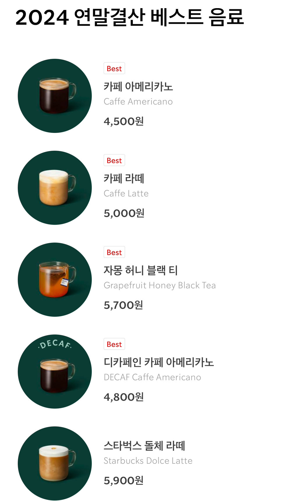 스타벅스 2024 베스트 음료 | 인스티즈