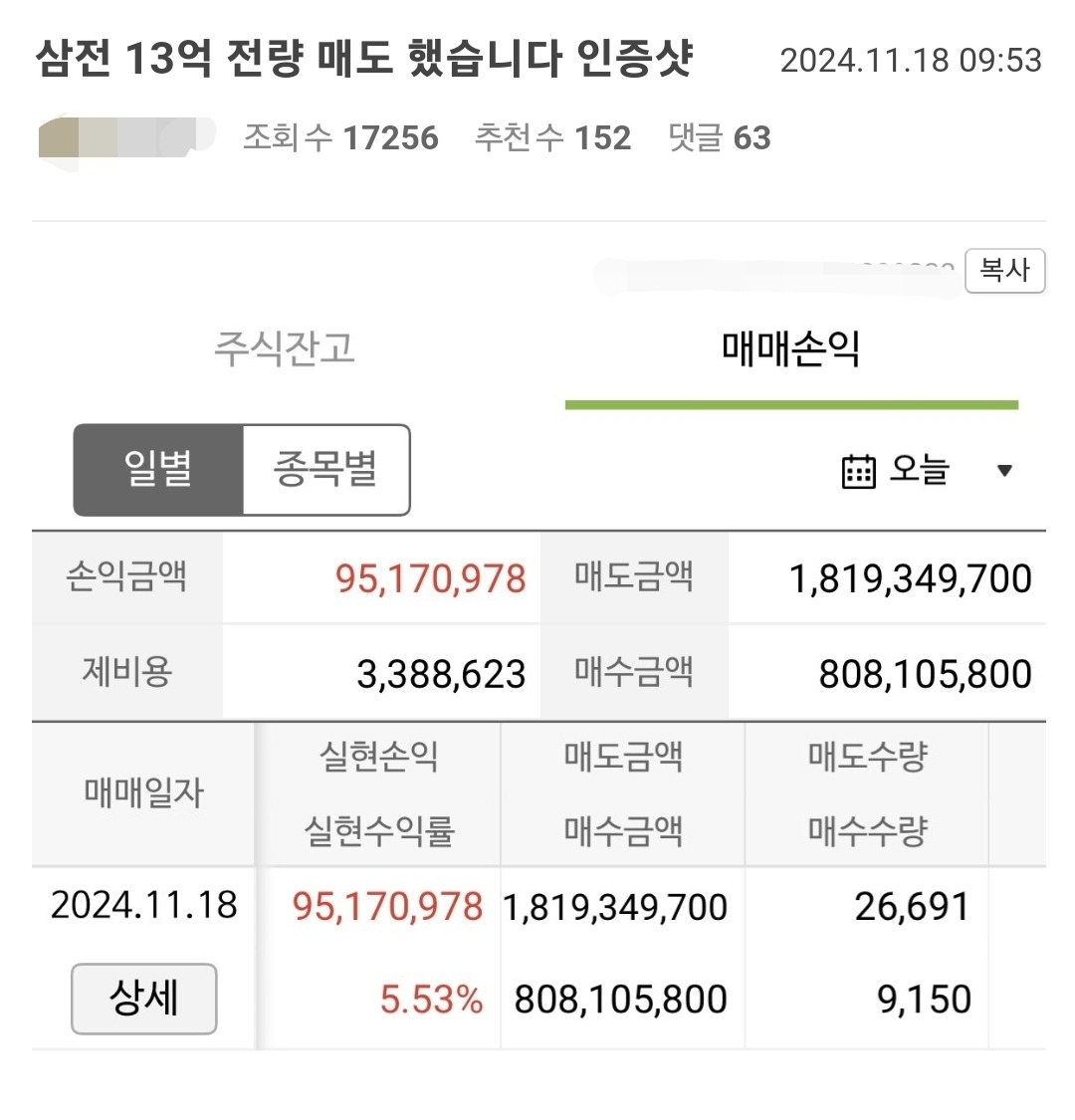 삼성전자에 13억 몰빵했던 사람 근황.jpg | 인스티즈