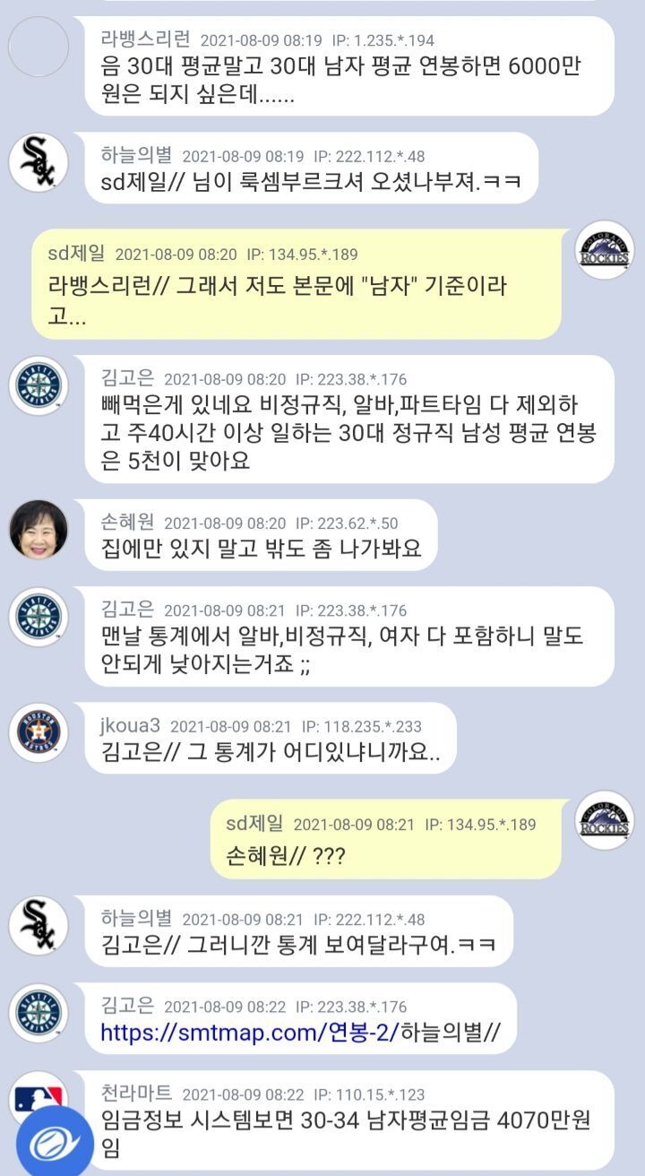 30살~35살 남자 평균 연봉 - 막이슈 - 쭉빵카페