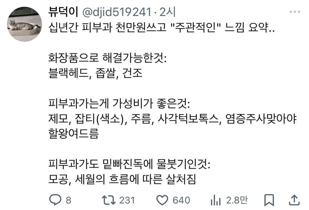 피부과 천만원쓰고 "주관적인" 느낌 요약..twt | 인스티즈