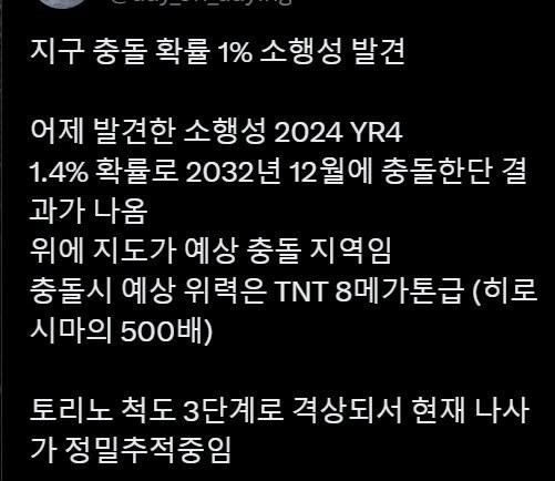 지구 충돌 확률 1.4퍼 소행성 발견 | 인스티즈