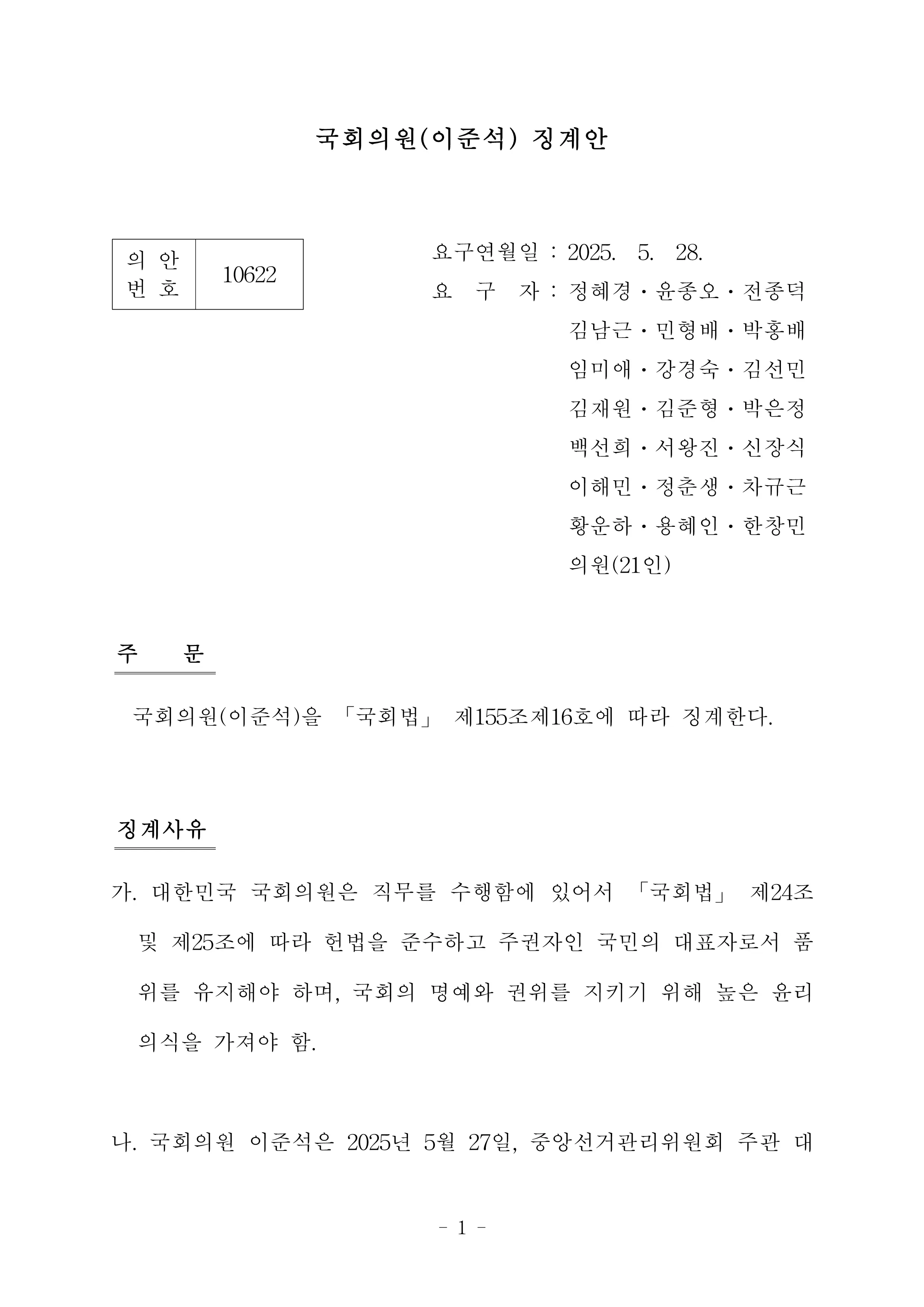 이준석 징계안 전문 | 인스티즈
