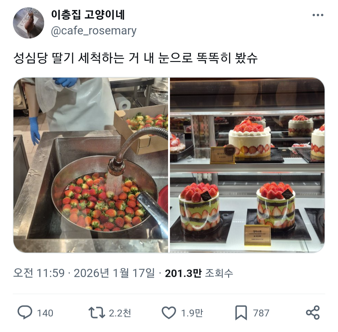 딸기 세척을 안한다는 루머에 해명한 성심당 (밑에 요약 있음) | 인스티즈