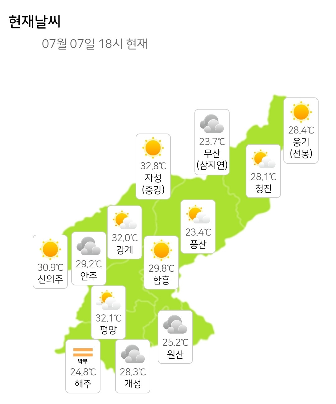 오늘 오후 기준 북한과의 날씨 비교.jpg | 인스티즈