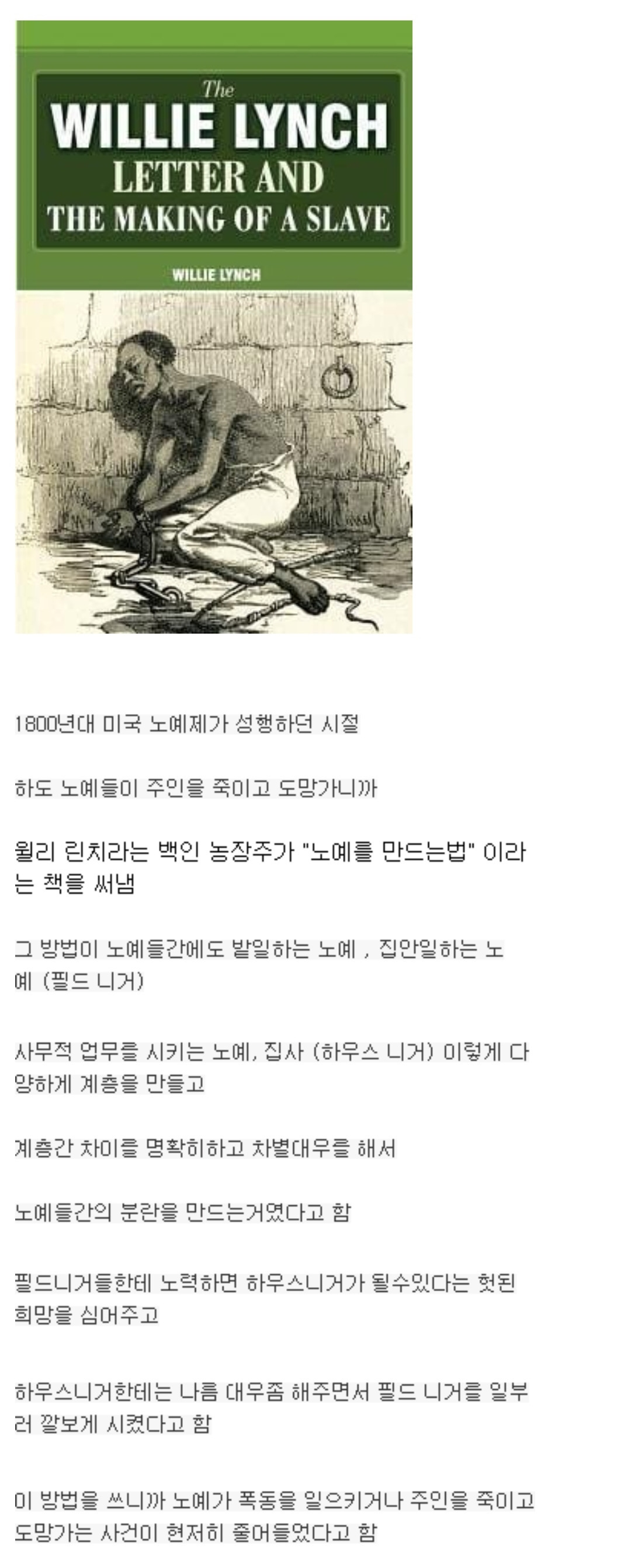백인들이 흑인 노예를 관리하던 방법 | 인스티즈