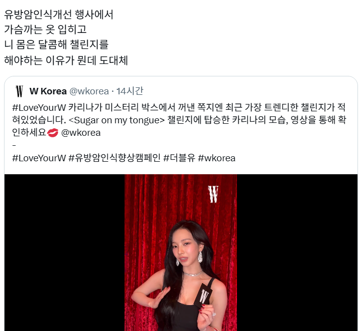 유방암 자선 행사가 아니라 유방 자랑 대회냐고 욕먹는 중인 W코리아 이번 행사 | 인스티즈