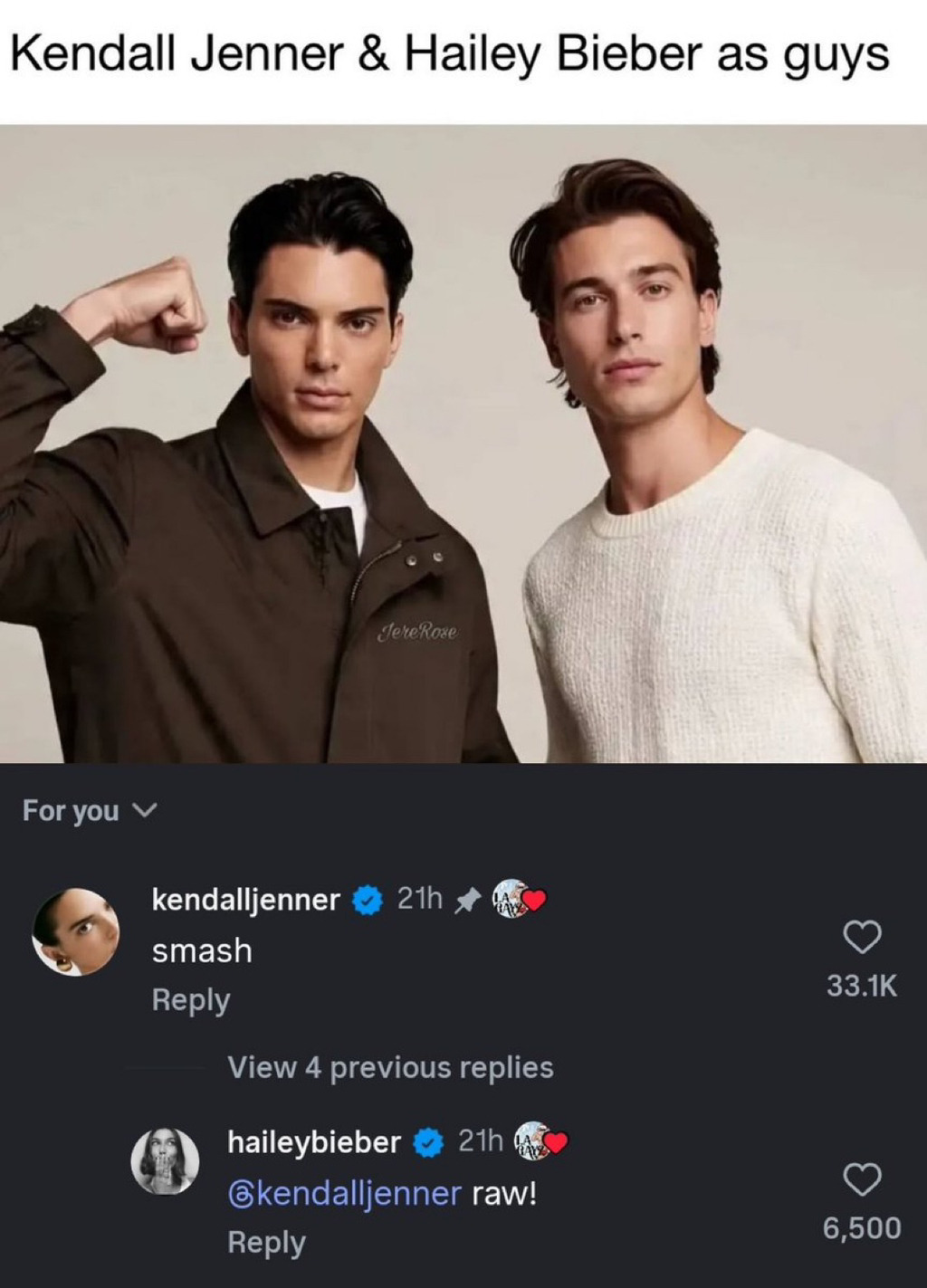 켄달 제너&헤일리 비버 남자버전 | 인스티즈