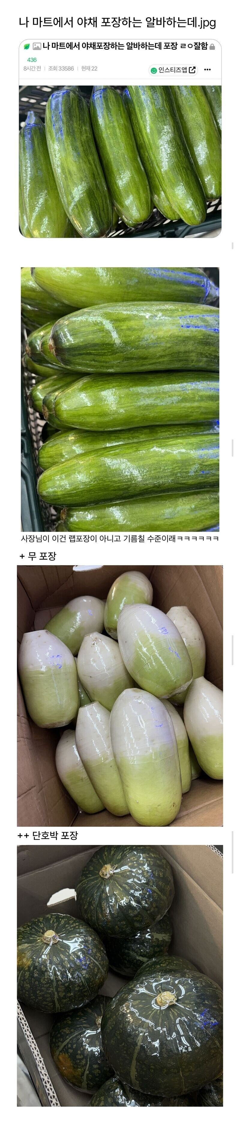 사장님께 칭찬받은 야채포장 알바 | 인스티즈