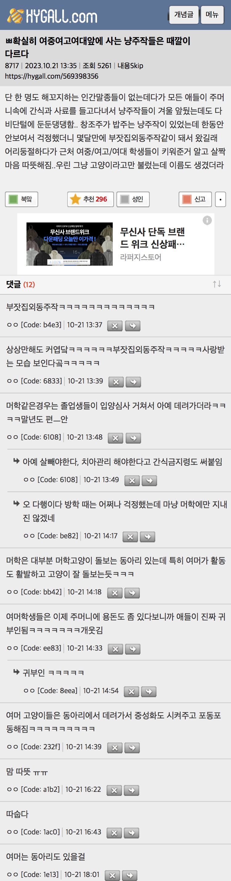 확실히 여중여고여대앞에 사는 냥이들은 때깔이 다르다 | 인스티즈