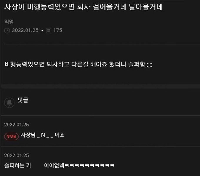사장이 비행능력 있으면 회사 걸어올거녜 날아올거녜 | 인스티즈