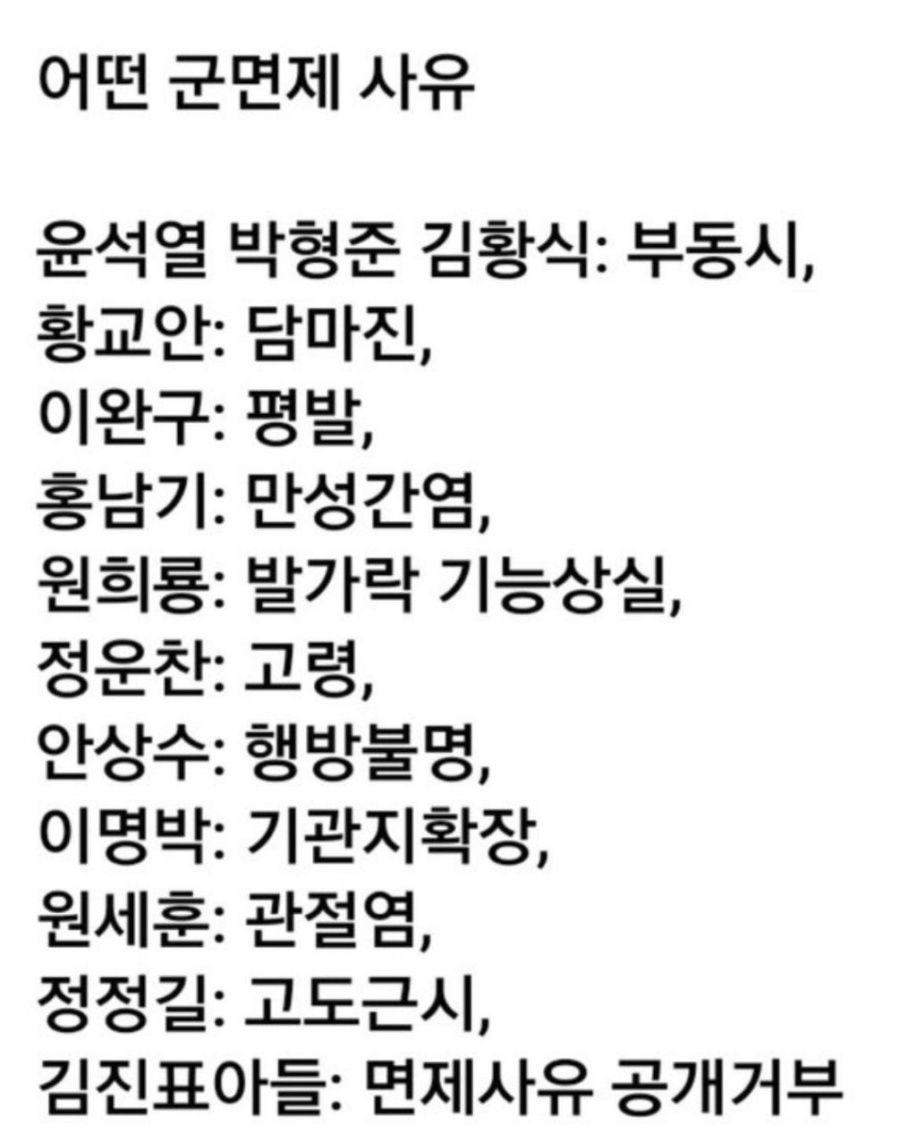 어떤 군면제 사유 | 인스티즈