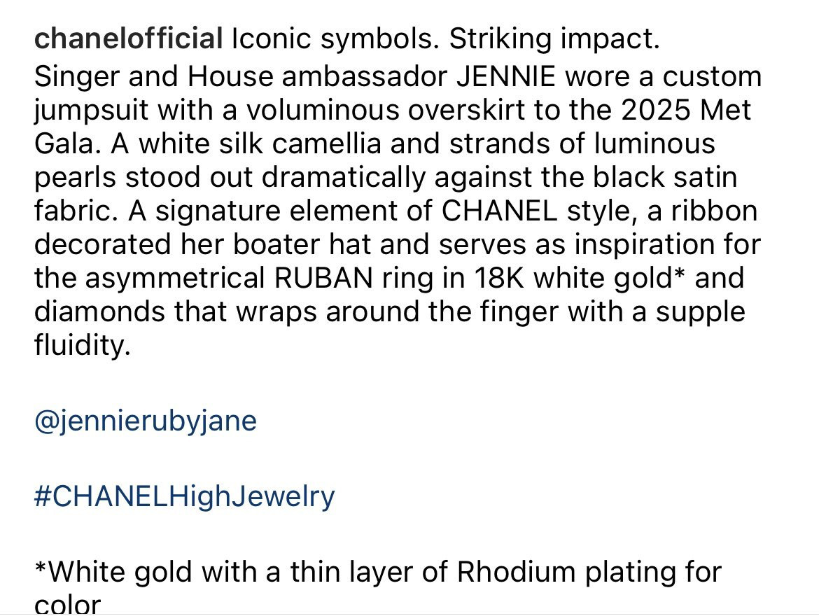 제니 멧갈라 사진 올리는 샤넬 공식 인스타.jpg | 인스티즈