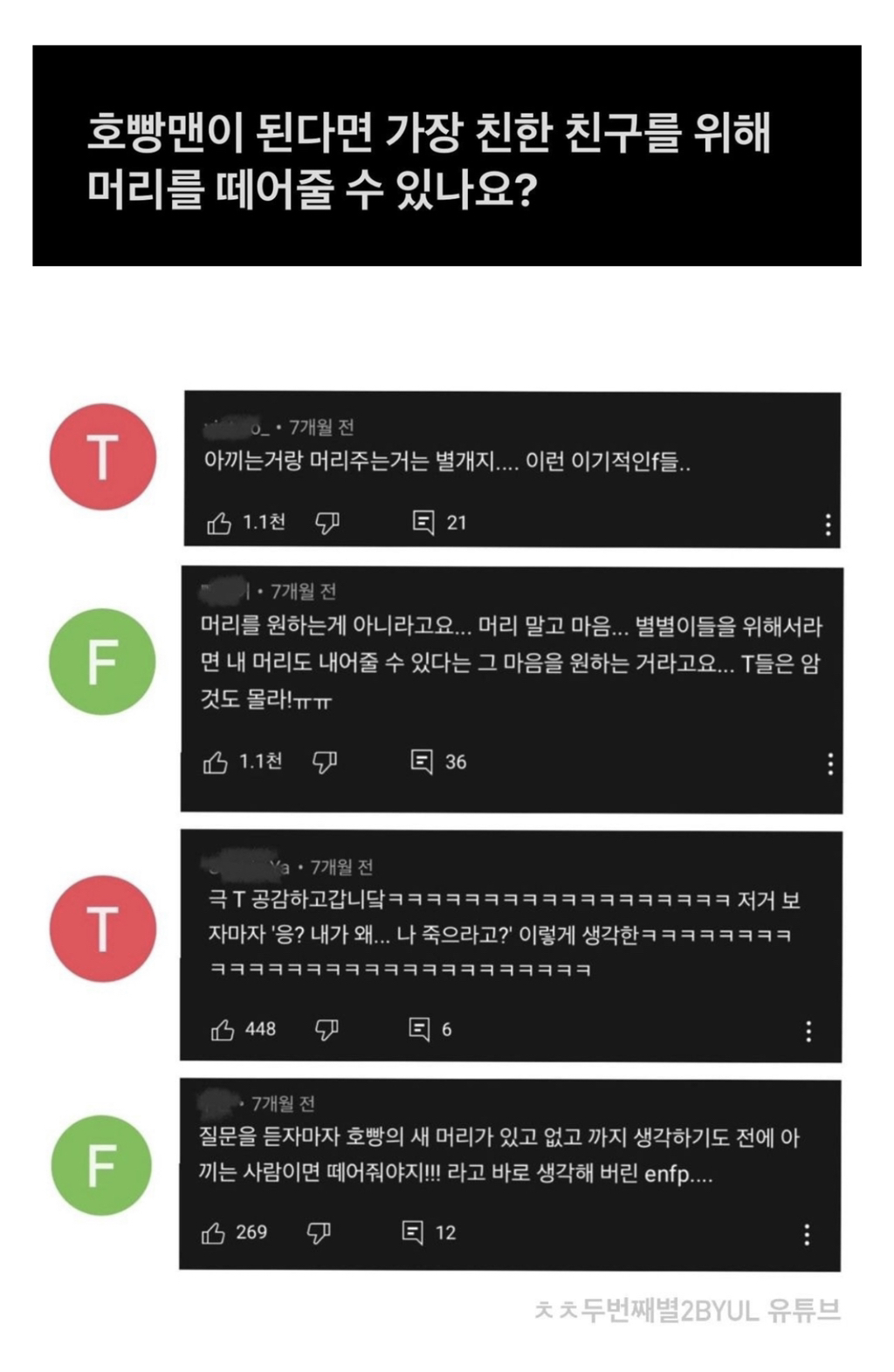 MBTI T와 F의 대답이 갈린다는 질문.jpg | 인스티즈