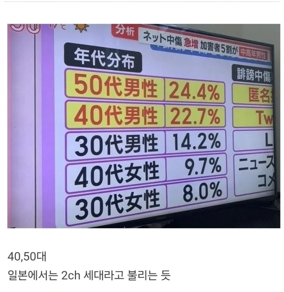 넷상에서 악플다는 일본인의 연령분포 | 인스티즈