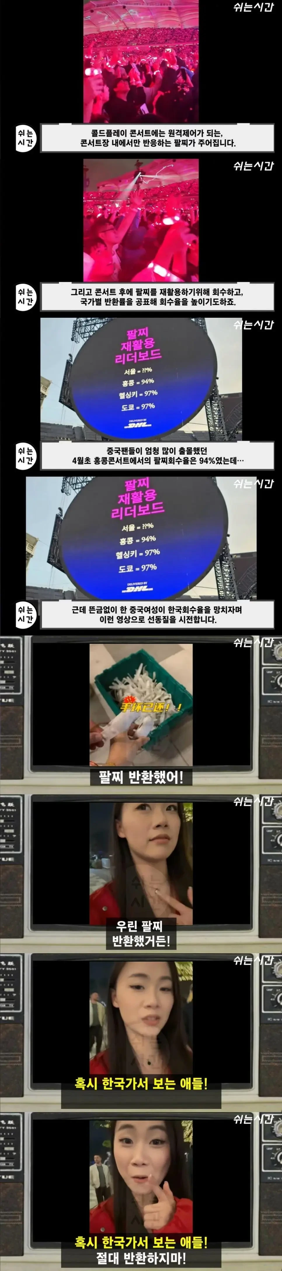 콜드플레이 한국콘서트 팔찌회수율 낮추자는 중국인 | 인스티즈