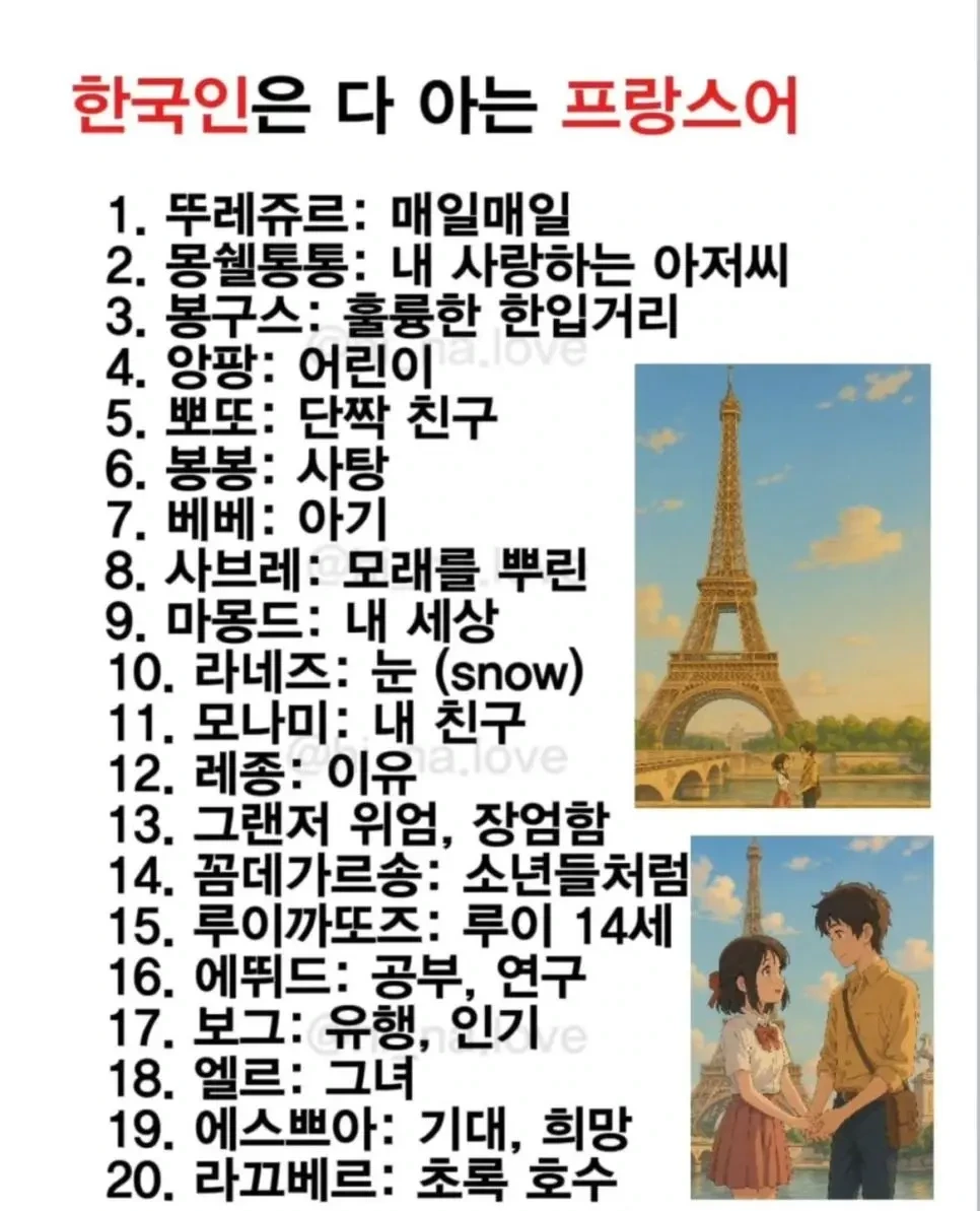 한국인은 다 아는 프랑스어 jpg | 인스티즈