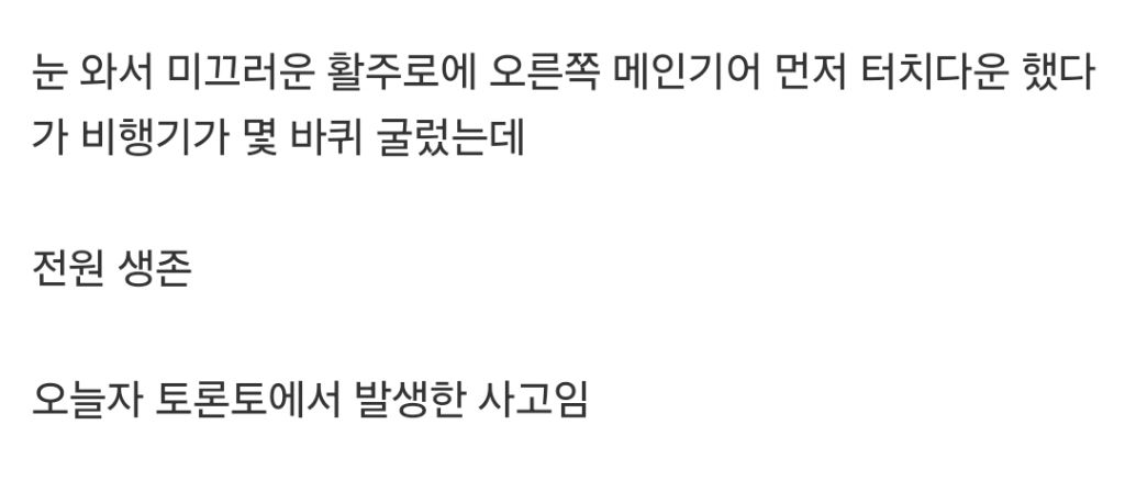 전원생존한 오늘자 비행기 사고 | 인스티즈
