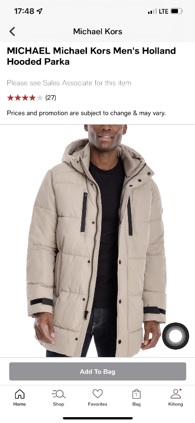 Michael Kors 남성 중기장 Hooded parka - ·시카고 중고 사고팔기· - 리브 인 시카고