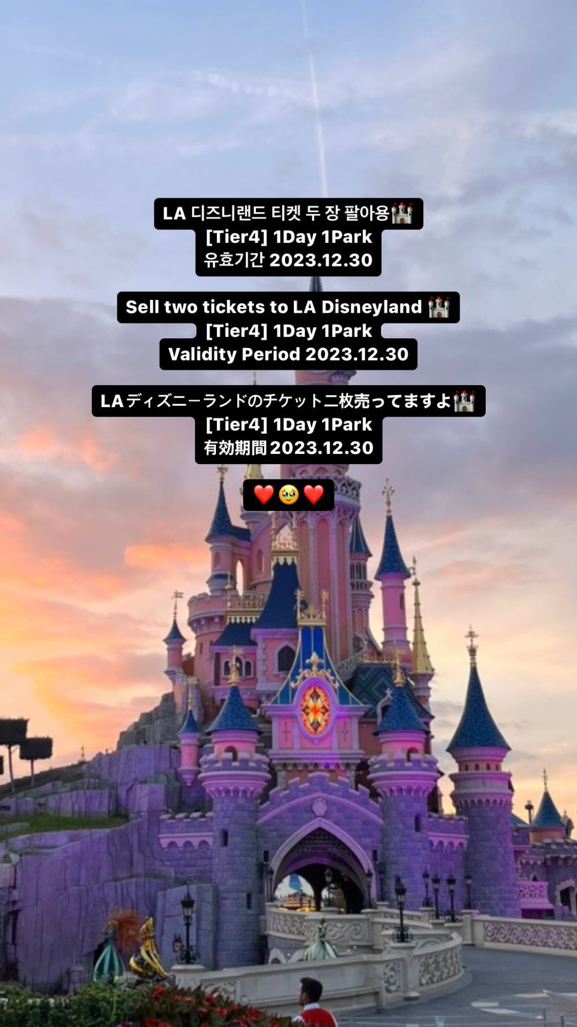 디즈니랜드 티켓2장 싸게팔아요!!!!!! - ① 벼룩시장『 팝니다 』 - [UvanU] 우리는 벤쿠버 유학생