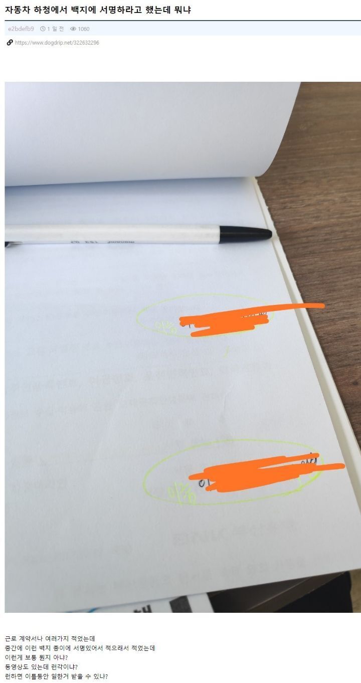 회사에서 백지에 서명하라고 했는데.... - 유머|짤방 게시판 - □ 코인천사 - 비트코인 | 블록체인 세상 □