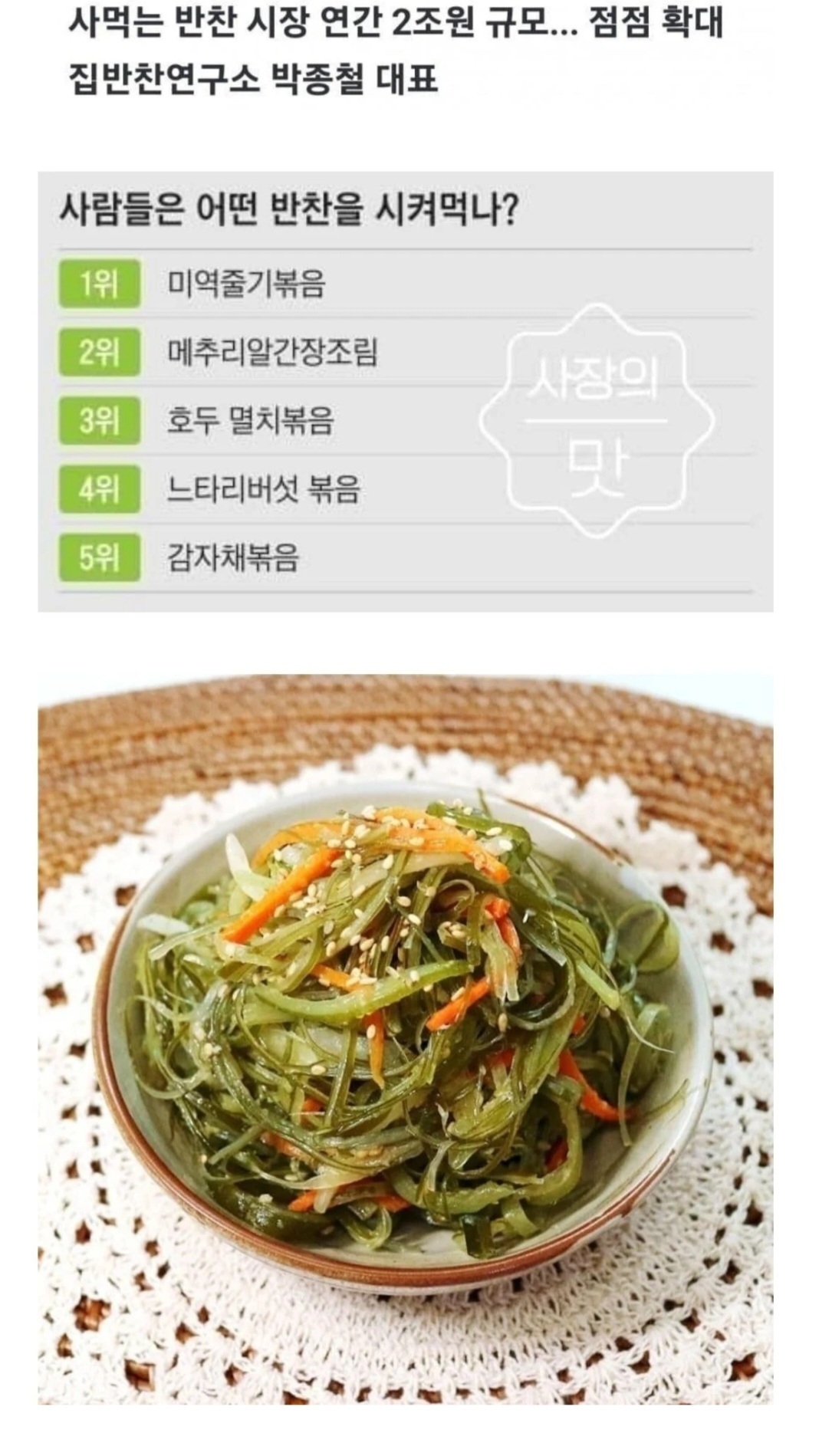 한국인이 사랑하는 반찬 1위 | 인스티즈