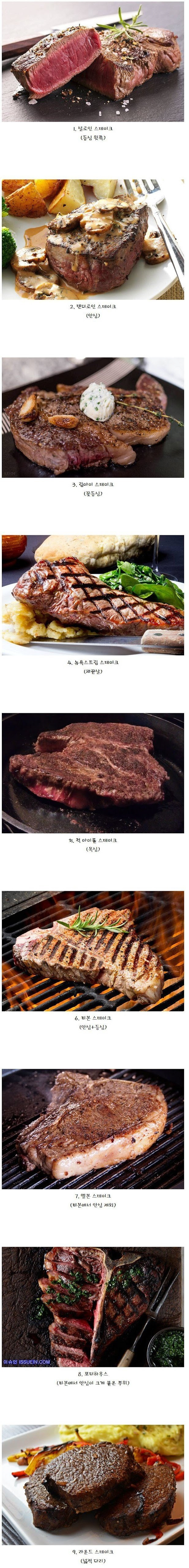 스테이크 종류별 명칭과 부위 | 인스티즈