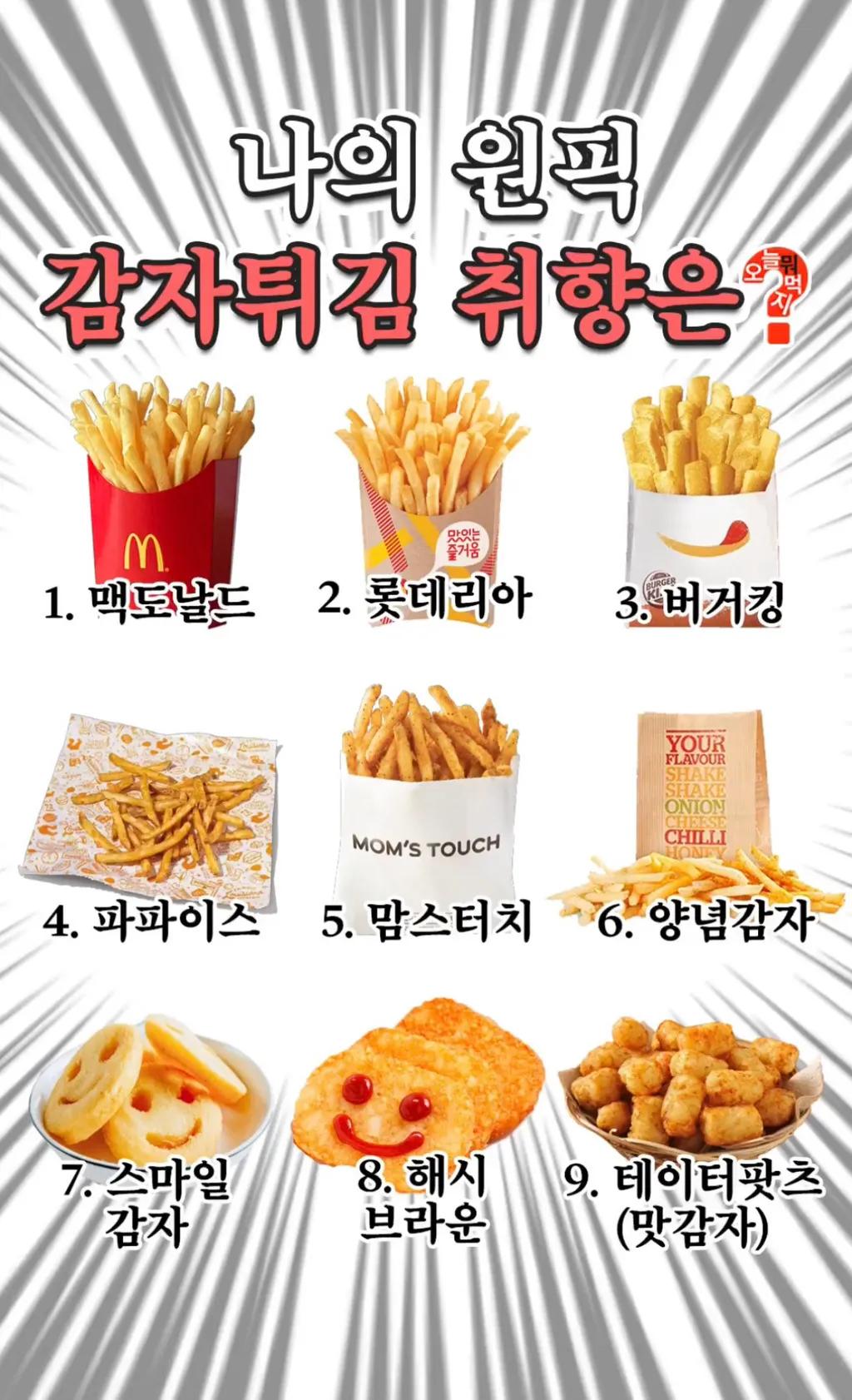 감자튀김취향 고르기 | 인스티즈
