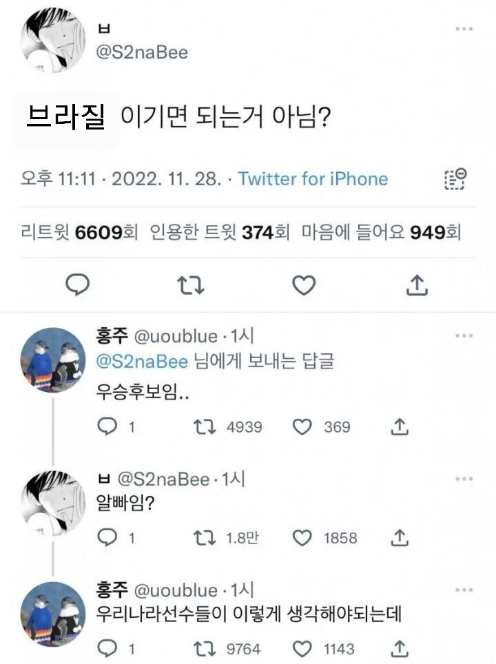 브라질 이기면 되는거 아님? | 인스티즈