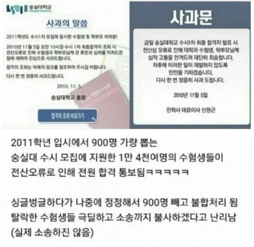 전설의 숭실대 입시 레전드 | 인스티즈
