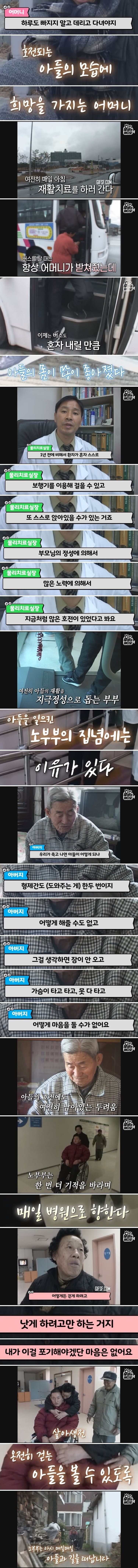 건장한 아들을 매일 휠체어에 태우고 어디론가 가는 부부 | 인스티즈