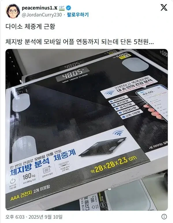 단돈 5천원인 다이소 체중계 | 인스티즈