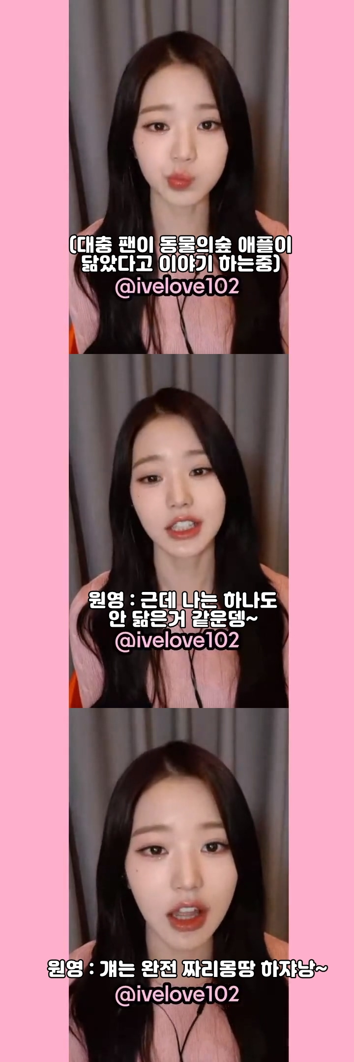 아이브 장원영이 짜리몽땅하다고 안 닮았다던 애플이랑 갑자기 닮았다고 인정한 이유 ㅋㅋㅋ | 인스티즈