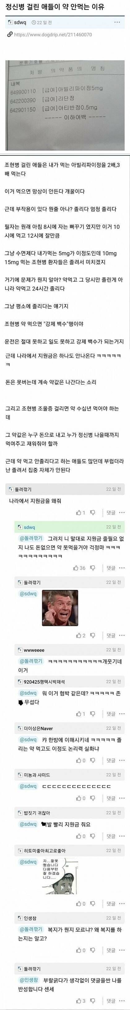 정신병 걸린 애들이 약 안먹는 이유 | 인스티즈