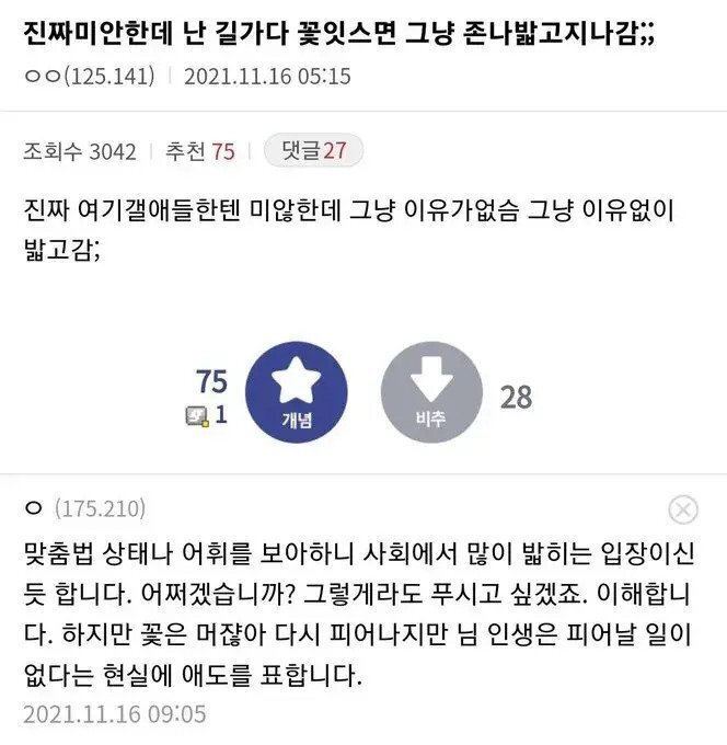 욕한마디 없는 식물 갤러리의 묵직한 한방 | 인스티즈