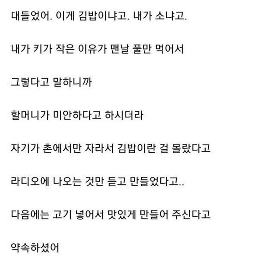 할머니가 싸준 김밥 | 인스티즈