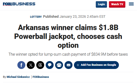 미국 2조 6420억 복권 당첨자 일시불 선택 후 수령, 3년 뒤 신원공개 | 인스티즈