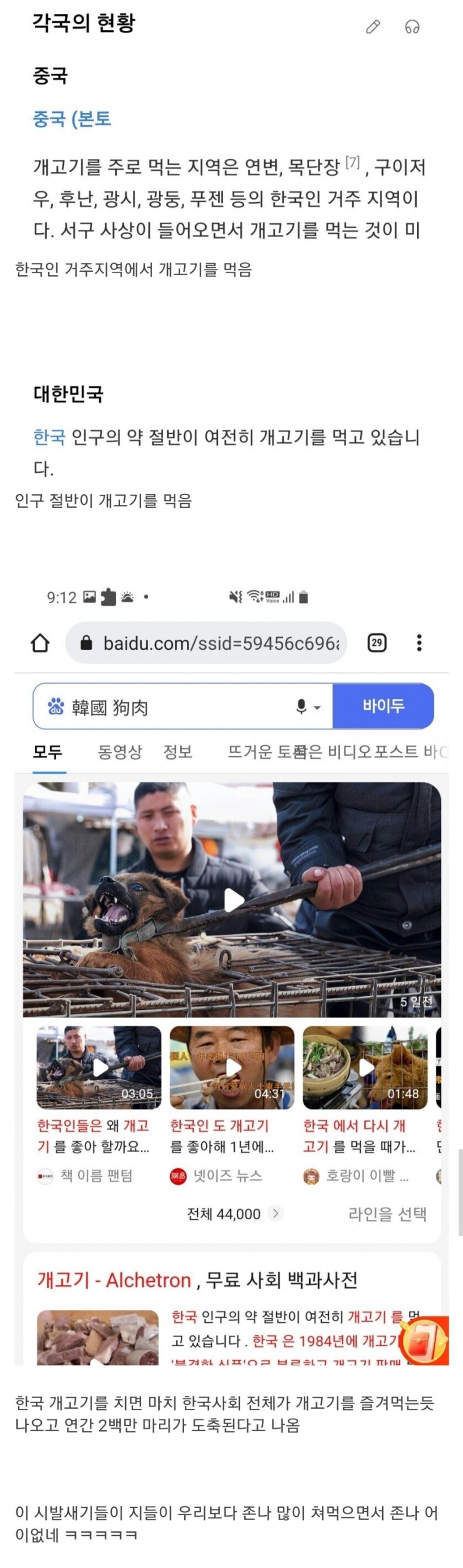 중국인들이 생각하는 한국 개고기 | 인스티즈