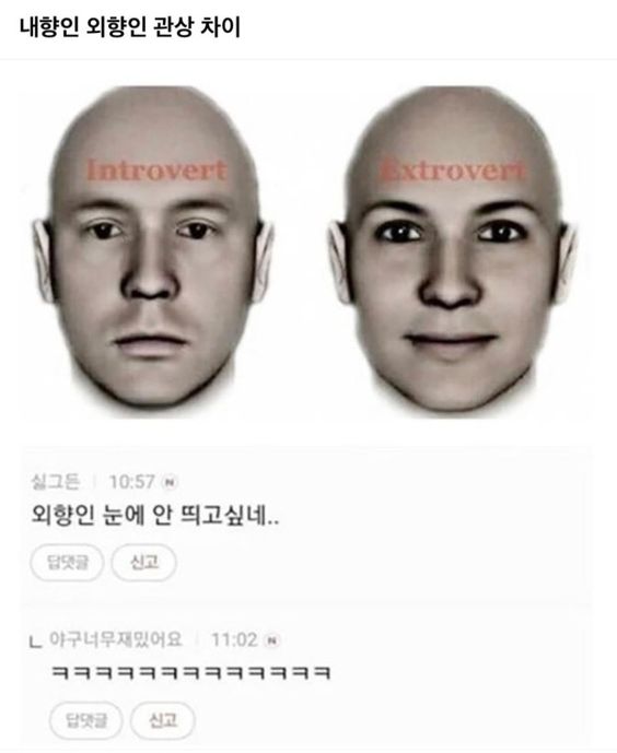 내향인 외향인 관상 차이 | 인스티즈