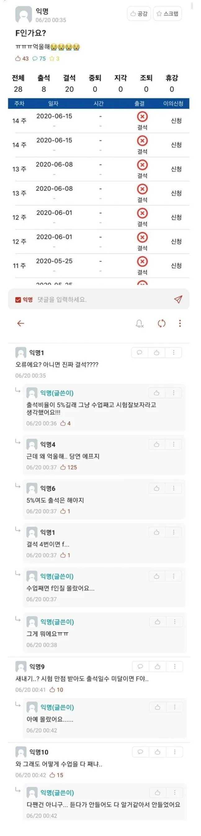 학점 F떠서 억울하다는 새내기.jpg | 인스티즈