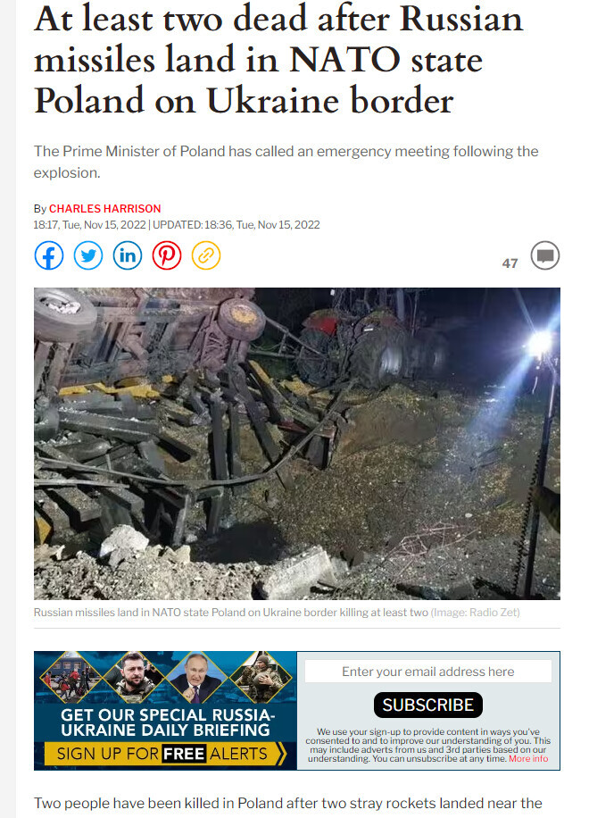 [속보] 우크라이나 국경 인접한 폴란드 국경마을 러시아 미사일 떨어져 최소 2명 사망 | 인스티즈