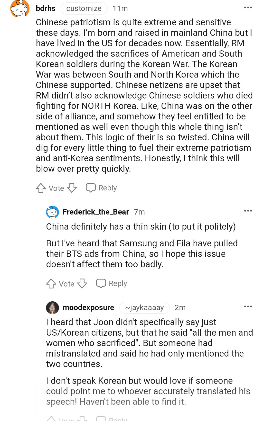 방탄 발언과 중국 대응에 대한 해외 반응.txt | 인스티즈